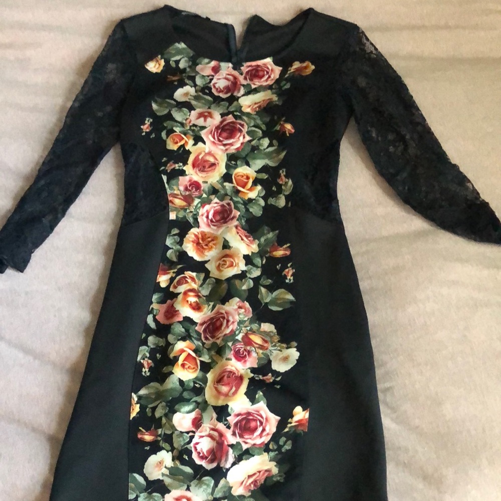Beautiful black lace and floral dress